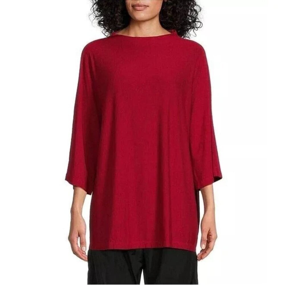 Bryn Walker Red Adria Boat Neck Tunic Top 51757